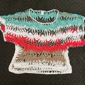 Vivid Collection of NY Womens 3X Crochet Open Knit Metallic Boho Top 1089XLX